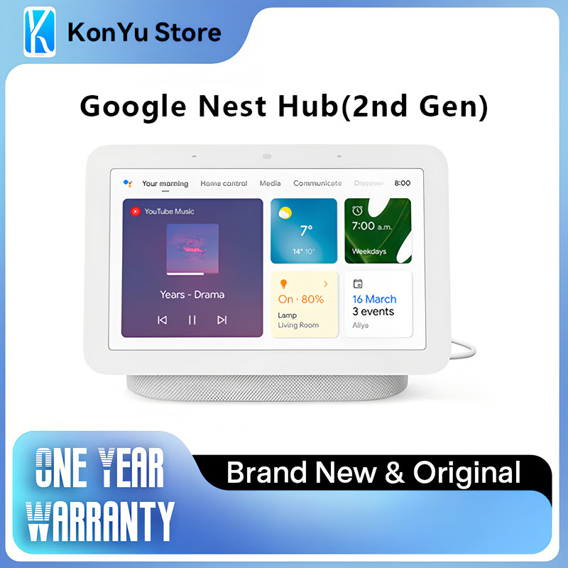 Original Google NEST HUB (2ND GEN) Smart Home Controller Google Assistant Chalk/Charcoal