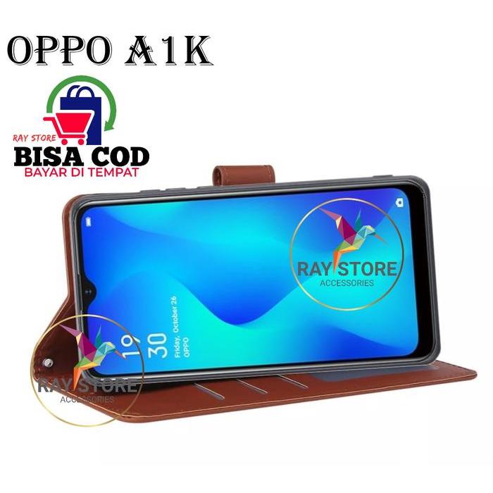 OPPO A1K FLIP LEATHER CASE PREMIUM-FLIP WALLET CASE KULIT UNTUK OPPO A1K - CASING DOMPET-FLIP COVER