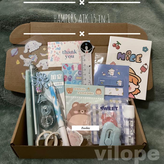 vilope - SET ALAT TULIS 15 IN 1 / STATIONERY KIT / HAMPERS ATK / KADO GIFT ALAT TULIS Pen