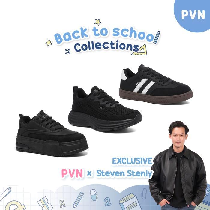 [PVN x Steven Stenly] PVN Back To School Sneakers Sepatu Sekolah Hitam Wanita Collection