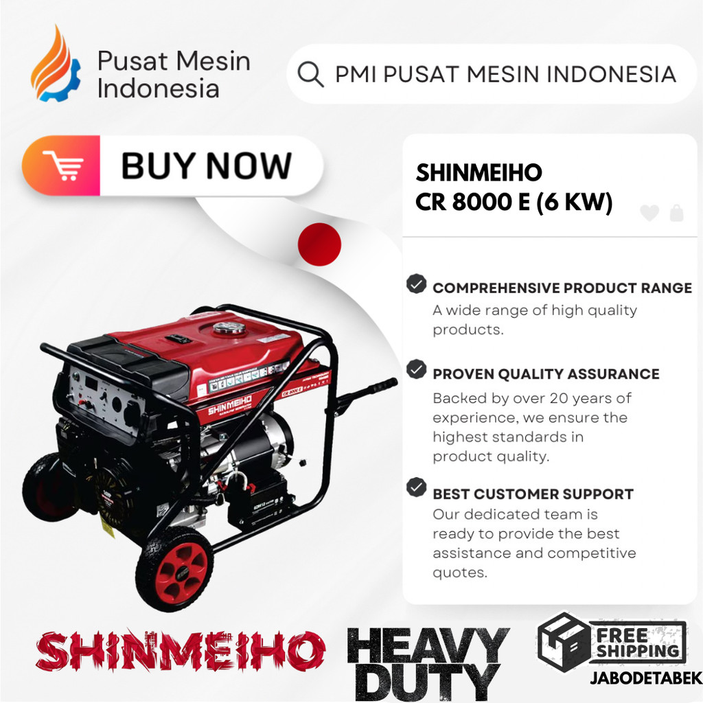 SHINMEIHO CR 8000 E (6 KW) / GENSET BENSIN 6000 WATT / GASOLINE GENERATOR CR 8000 E