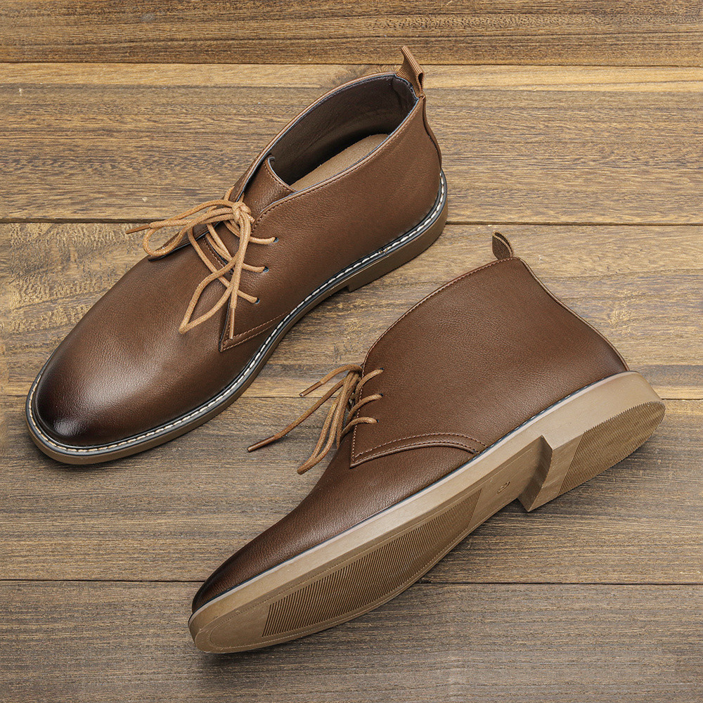 Sepatu Boots Pria Retro Gaya Baru, Ankle Boots Desert Nyaman dengan Bahan Kulit untuk Pria