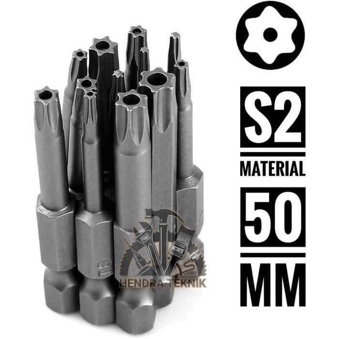 MATA OBENG BINTANG SET 12PCS OBENG TORX SET BAJA S2 PANJANG 50MM