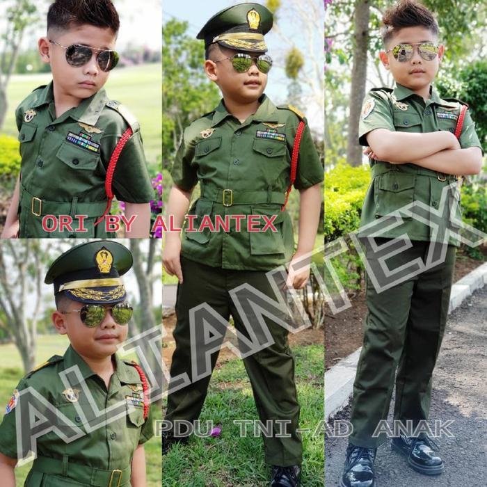 Jendral TNI AD Anak Kostum Profesi Anak Baju Karnaval Anak Bahan Drill Katun Model Bersaku 4 & Sabuk