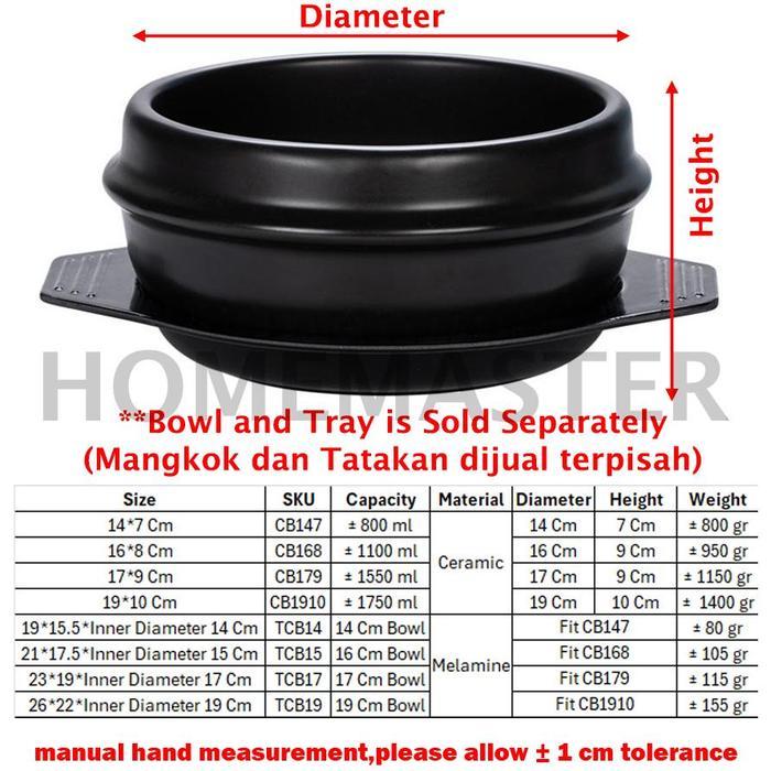 HomeMaster Ceramic Bibimbap Bowl & Tray CB - Mangkok Korea Dolsot Ttukbaegi Dukbaegi Untuk Bibimbap