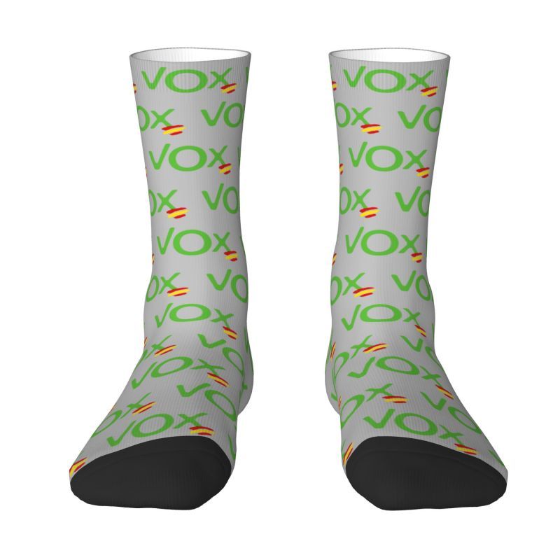 Custom Spain Vox Men Women Crew Socks Unisex Fashion Spanish Flag Spring Summer Autumn Winter Dress