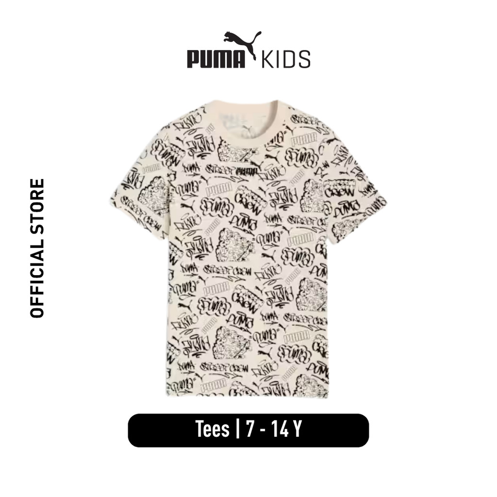 PUMA MID90s AOP Tee B 69174987 - Kaos Anak (Beige)