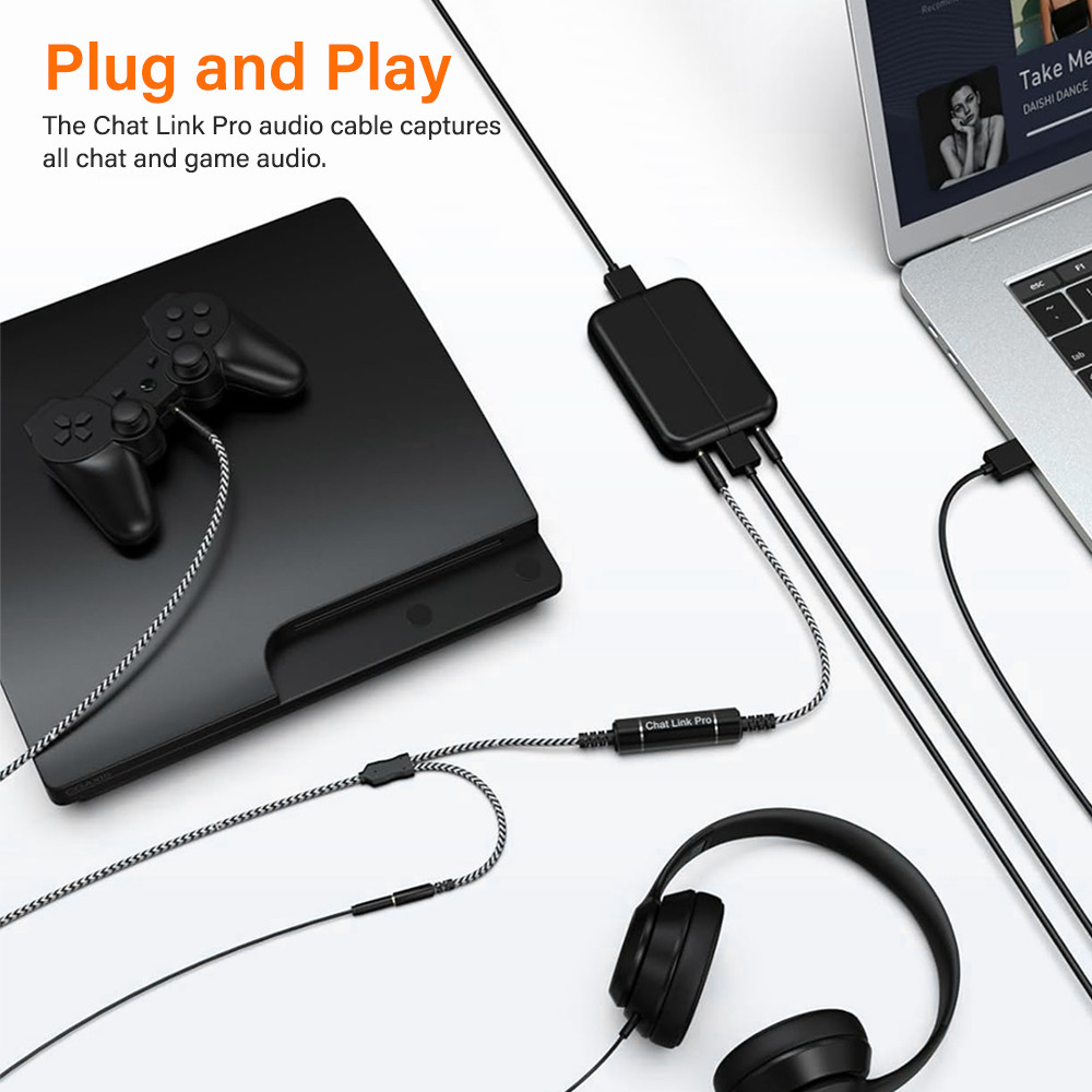 Chat Link Audio Adapter Cable Audio recording Live stream Cord For Elgato HD60 X S+ HD60 Pro Capture