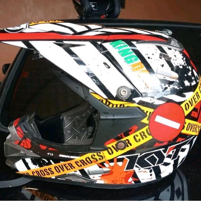 Helm KYT Cross Over Motif Red K-Racing Crossover Trail Original