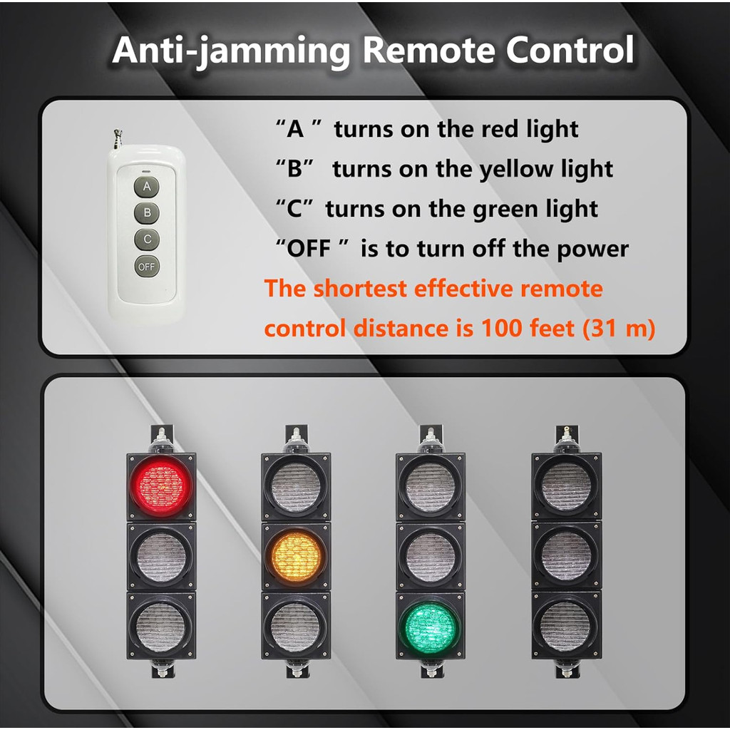 4PCS 100mm Traffic Light, Waterproof & Sunproof, Wireless remote control, High Quality for Traffic