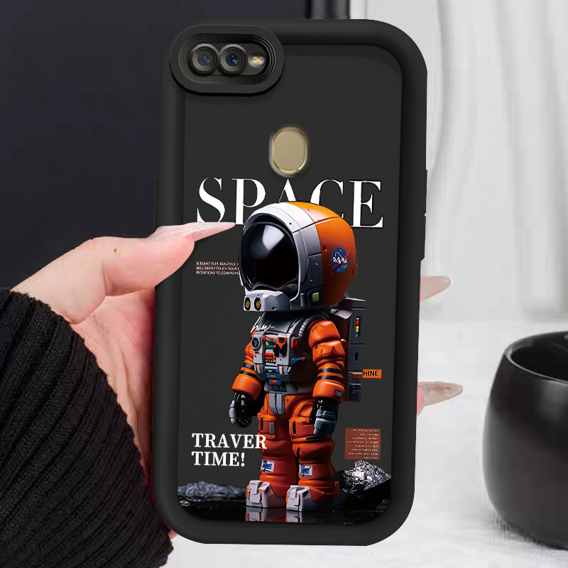 Casing Hp untuk OPPO A7 A5s A12 A12s A11K Case Astronot NASA Kasing silikon Cesing Bentuk Ombak Soft