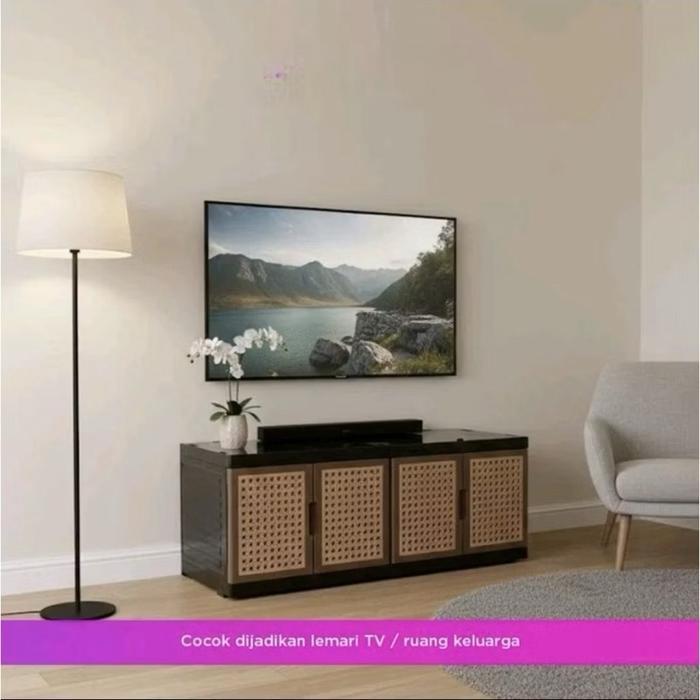 Lemari Tv Plastik Susun 1 Meja Tv Plastik Lemari Penyimpanan Serbaguna Dengan Desain Modern Dan
