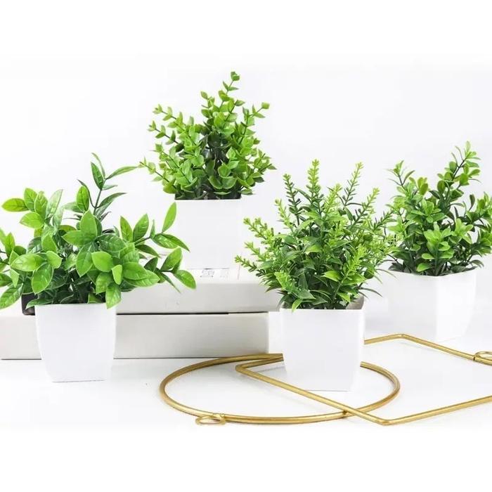 Bunga Hias Palsu Dengan Pot Plastik Import Artificial Dekorasi Ruang Tamu Bonsai Persegi Pot Bonsai