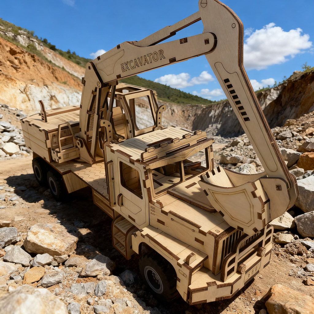 Wooden DIY Excavator Creative 3D Puzzle Perfect as a festive gift or home decoration Suitable for
