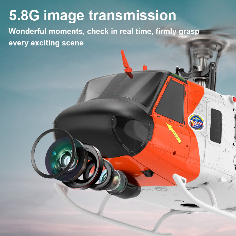 YXZNRC F07S Micro Scale UH-1 Huey 1/34 RTF GPS Rescue RC Helicopter