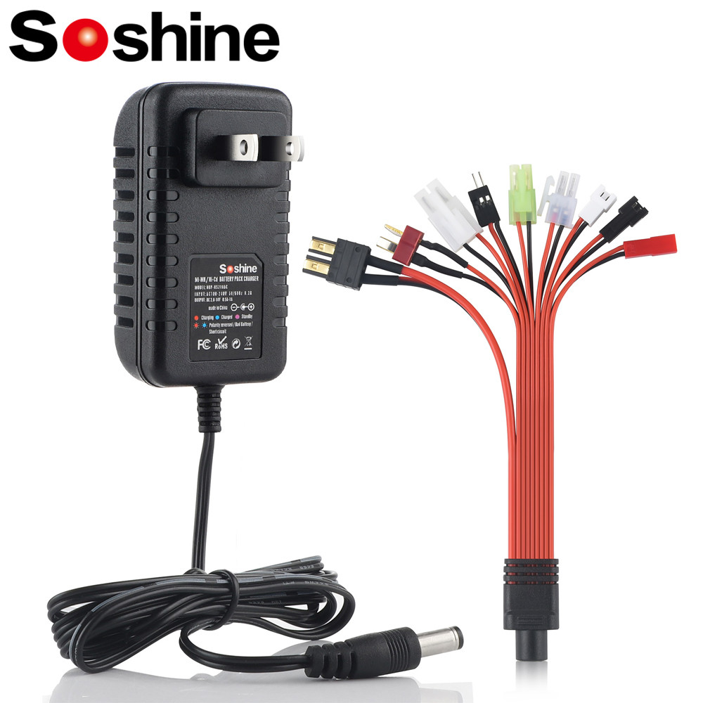 Soshine RC Battery Charger for 4.8V 7.2V 8.4V 9.6V NiMH/NiCD, RC Car Charger for Traxxas Battery