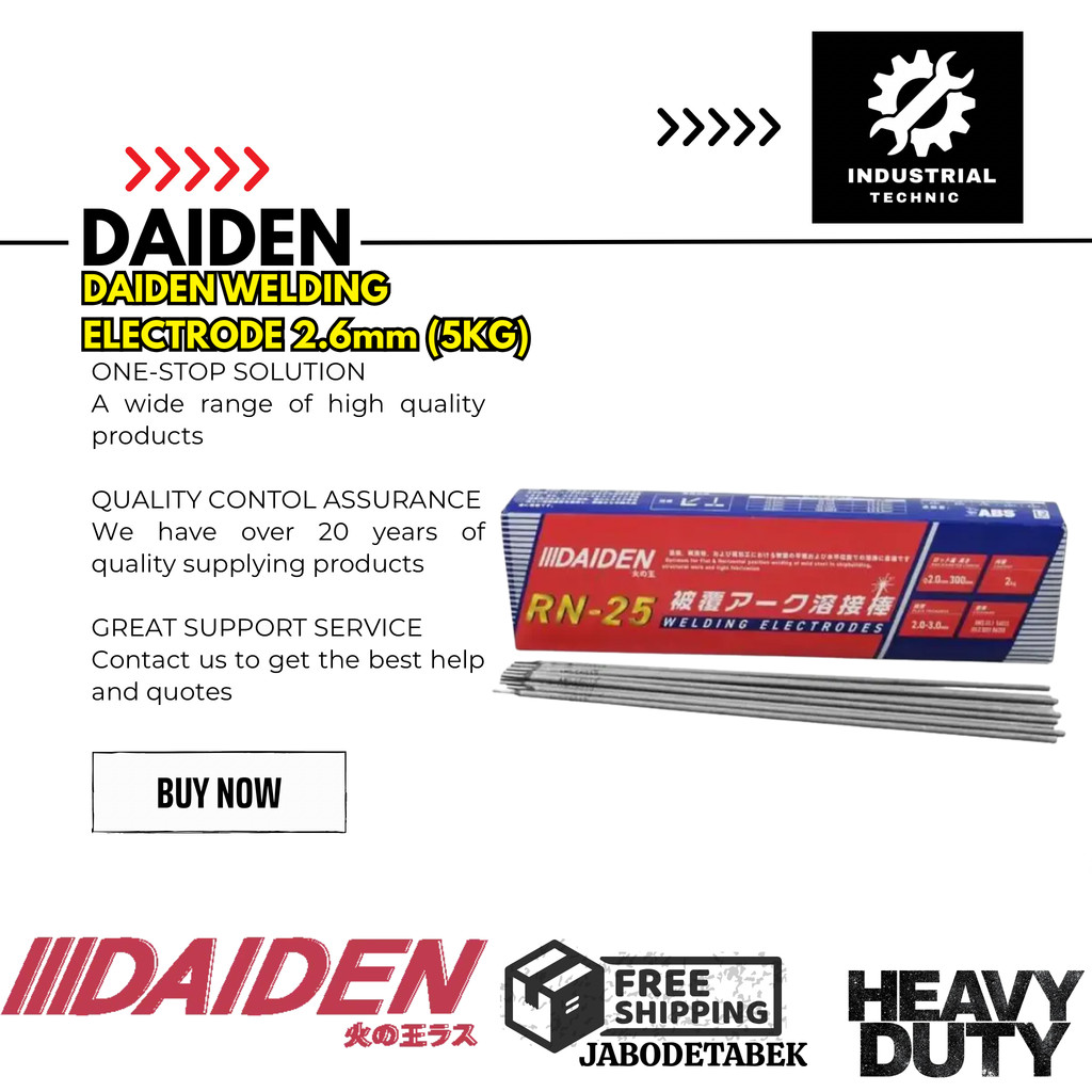 DAIDEN WELDING ELECTRODE 2.6mm (5KG) KAWAT LAS / KAWAT ELEKTRODA