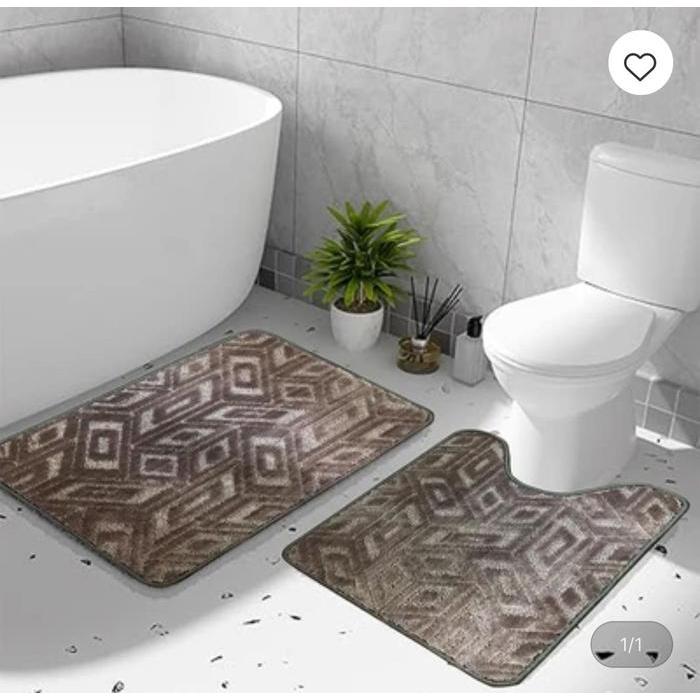 Arthome Set Keset Kamar Mandi 50X80 Cm Dan Keset U Shape - Cokelat Tbk