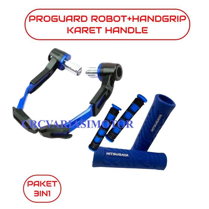 #CR#PAKET 3IN1 HANDGRIP HITSUGAYA+PROGUARD ROBOT+KARET HANDLE NMAX PCX AEROX VARIO150 BEAT MIO