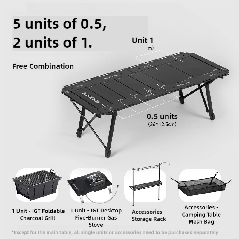 BLACKDOG Outdoor Hundred Folding Table IGT Modular Free Standing Table Portable Adjustable Aluminum