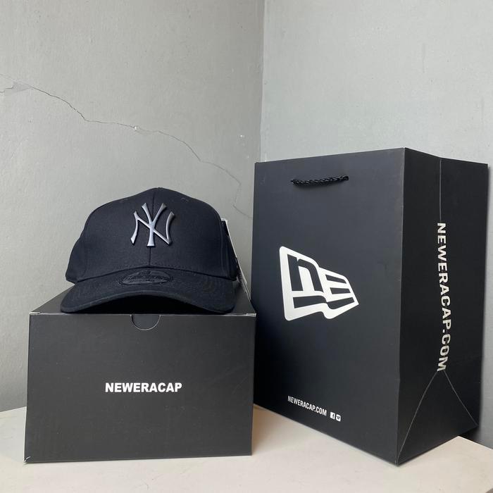 topi baseball mlb caps new era logo ny plat besi hitam