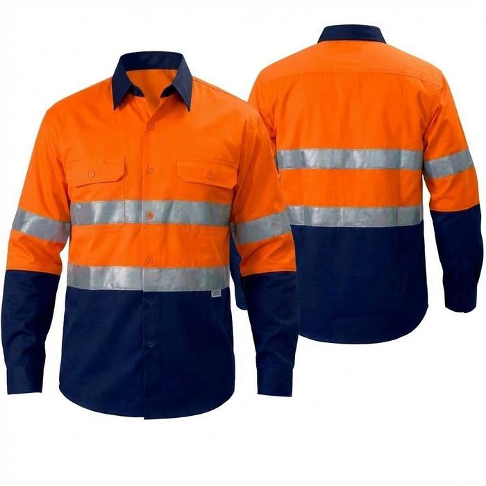 Baju Wearpack Kerja Safety Lapangan Proyek Tambang K3 HSE Merah Navy