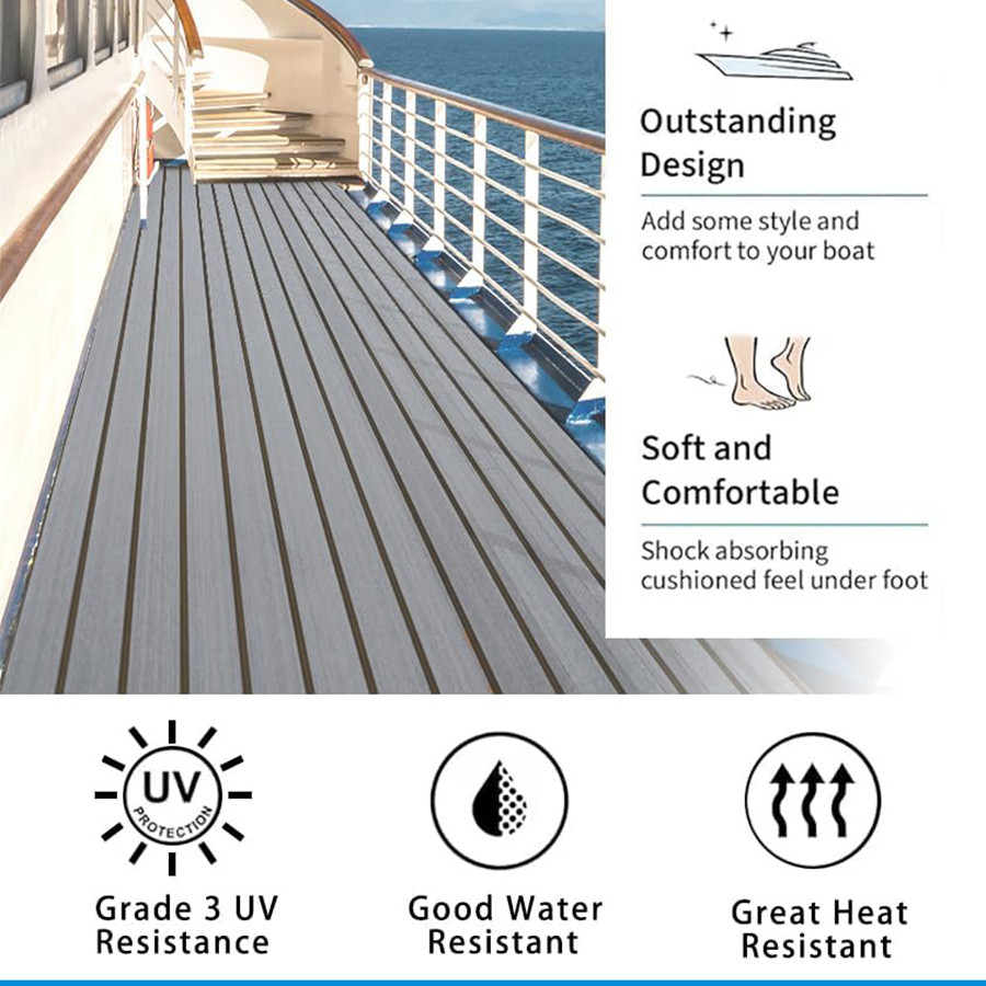 2400*450mm EVA Foam Boat Flooring Adhesive Backing Marine Self-Adhesive Decking Faux Teak Sheet Jon