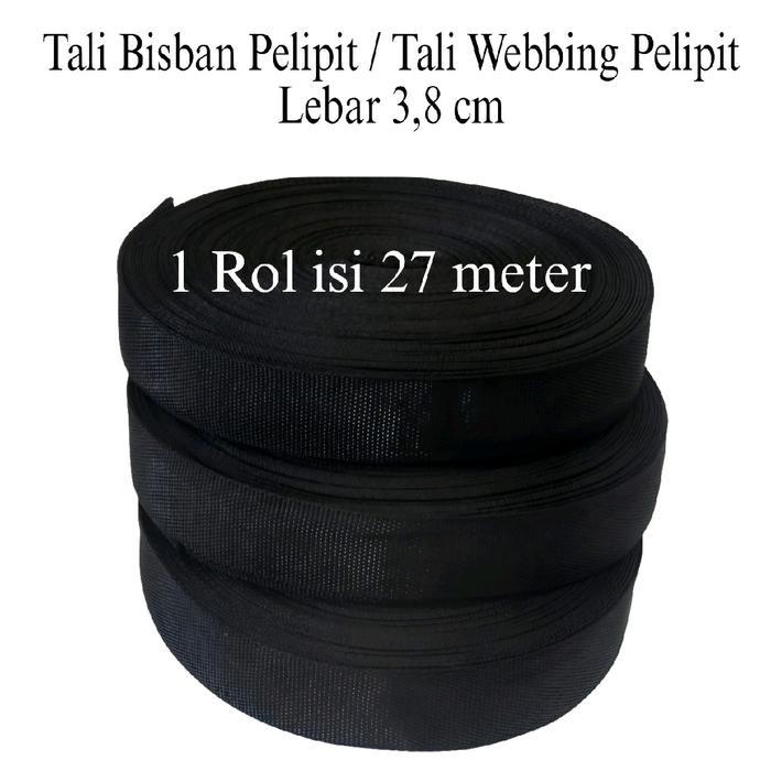 Promo Tali Webbing Tas Hitam Bisban Pelipit Bisban Sapit Lebar 3,8 Cm Per 1 Rol Sapit Bisban