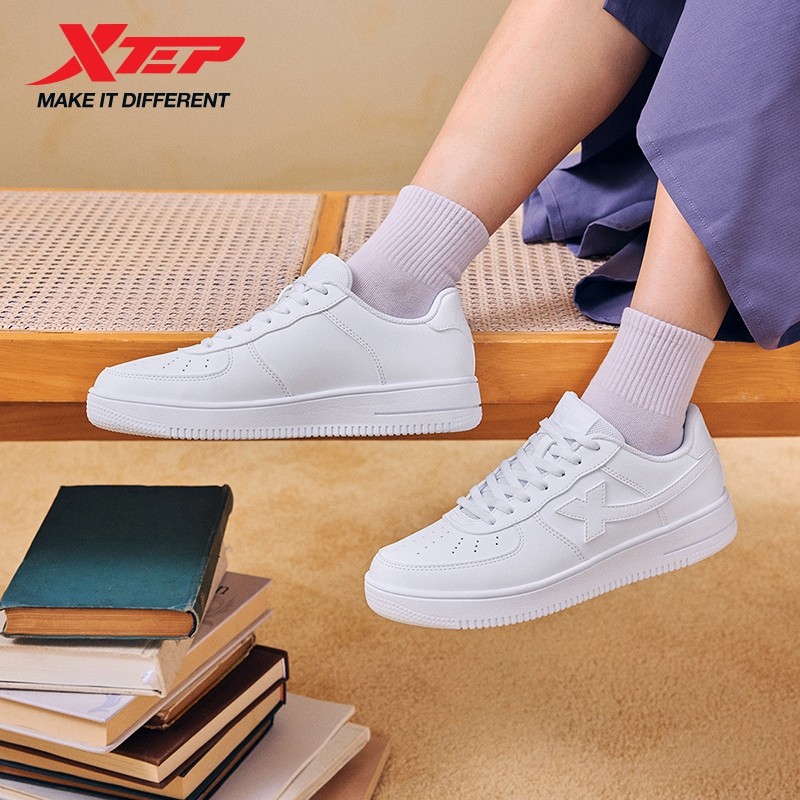 Xtep White Sneakers Female 2026 Spring Couples Versatile Trendy Casual Thick-soled Increase Sports
