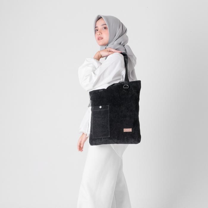 Pamole Tas Tote Bag Unisex Penutup Resleting Lapis Furing - Ummo Series