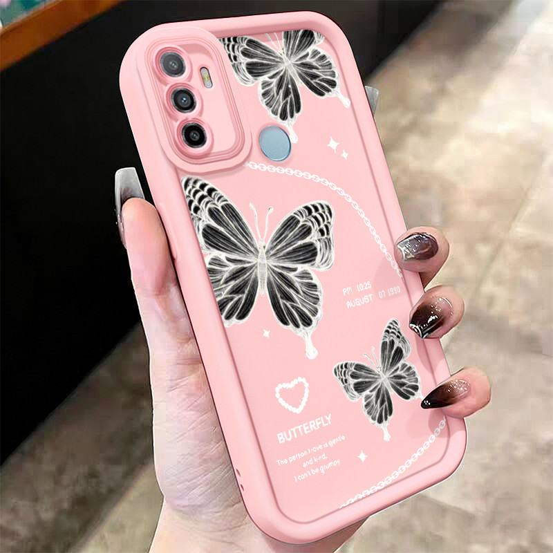 Casing Hp untuk OPPO A53 A53s A32 A33 2020 A11s Case Rantai Kupu-kupu Kasing silikon Cesing Softcase
