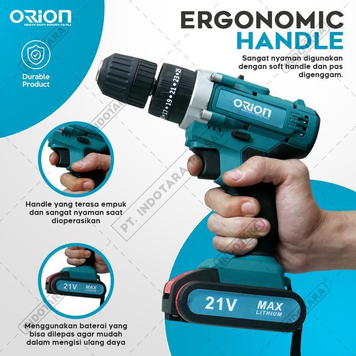 Mesin Bor Baterai Cordless Drill Bor Tangan Baterai 21V Orion Cd-2100V