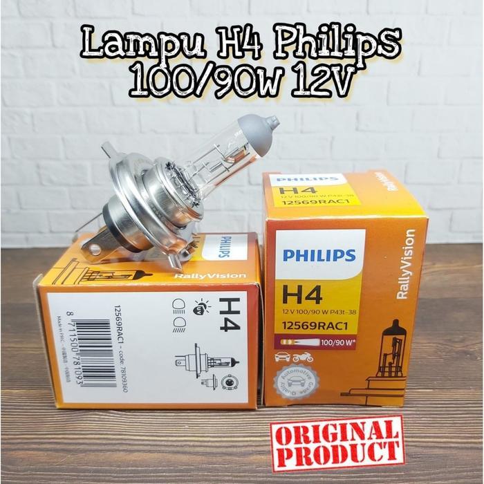 2PC LAMPU DEPAN BOHLAM MOBIL ORIGINAL PHILIPS HALOGEN H4 12V 100-90W 2 PCS Avanza Xenia Innova Agya