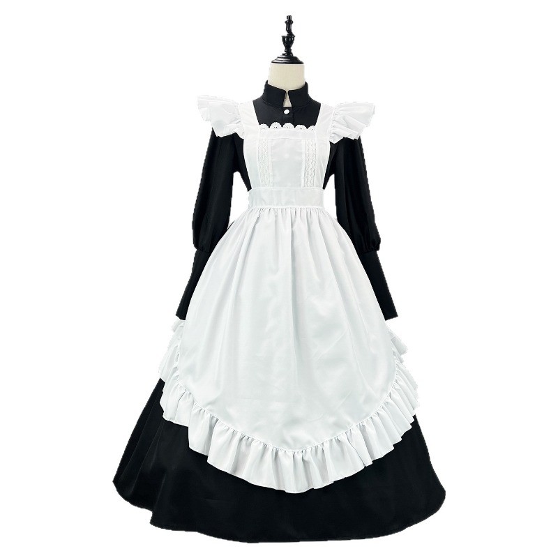 S -5Xl Black Old Castle Maid Cosplay Costume Housekeeper Steward Butler Maid Dress Cafe Attendant