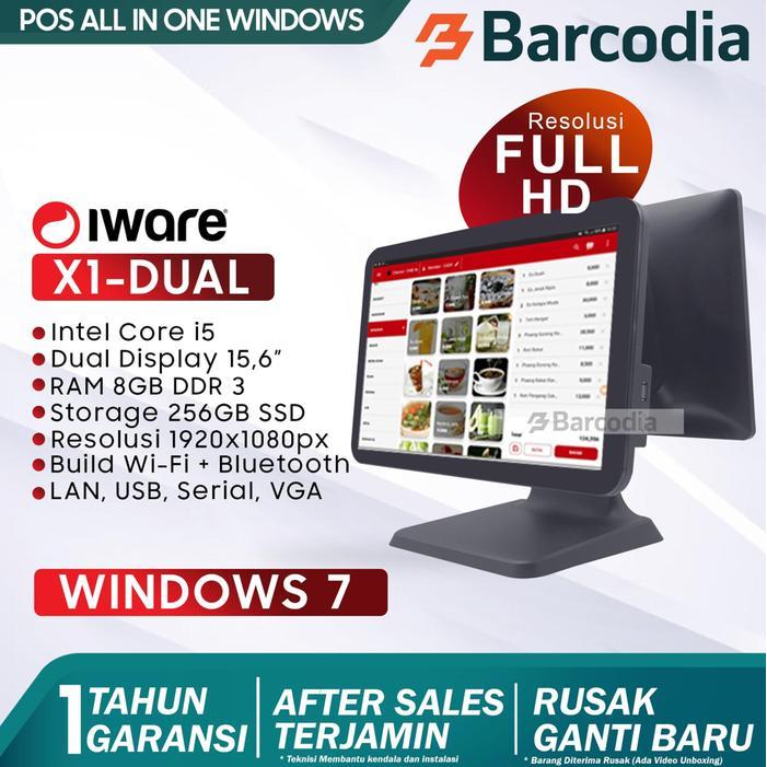 POS Windows i5 Kasir All In One IWARE X1 Dual Monitor Touch Screen