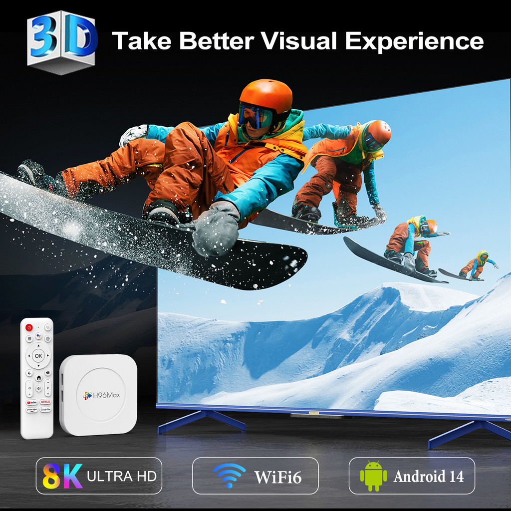 Android TV Box H96 MAX M1 PLUS Smart TV Box RK3528 Android 14 Wifi6 4GB 128GB BT5.4 8K HD Video TV