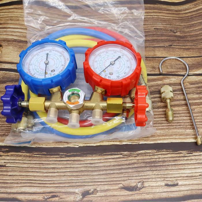 Readyyy Testing Manifold Double Multi R22 R134 Pengisian Ac Mobil 220 / 500 / 800 Psi Kualitas
