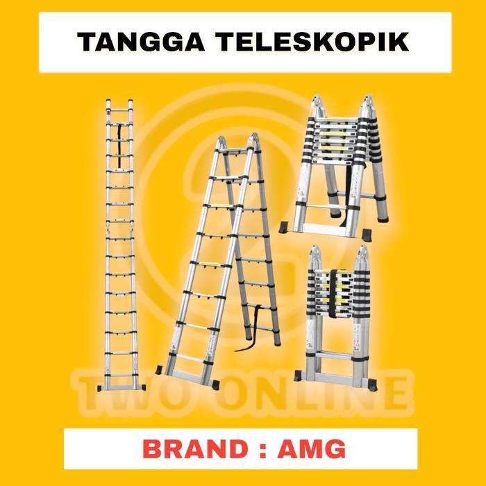 Tangga Lipat Aluminium Teleskopik 5M Double Telescopic Ladder 5 Meter Pasti Promo