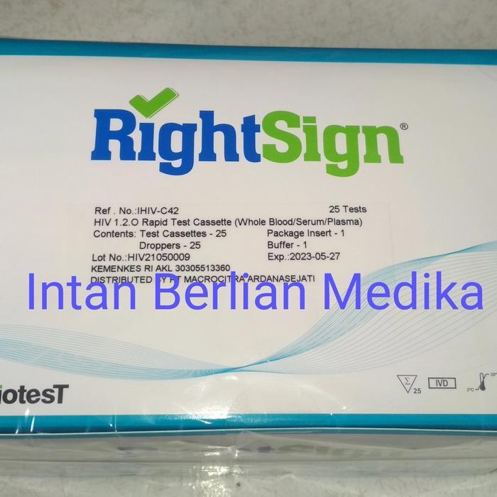SMart RightSign HIV 25 Rapid Test Cassette (Whole Blood / Serum / Plasma Premium