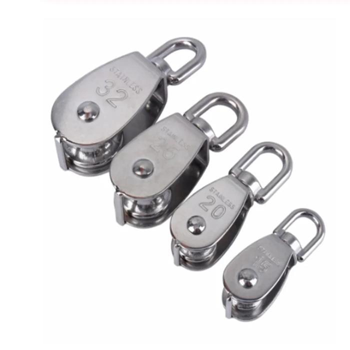 Katrol Kerekan Mini Kecil Miniatur Sound Serbaguna Swivel Pulley Stainless Steel M15-M50 *