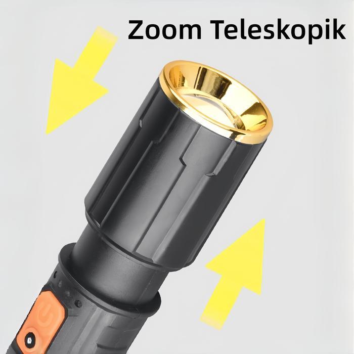 Aoki - Flashlight Senter Led Super Terang Senter Rechargeable Waterproof Ipx8 Super Terang Zoom