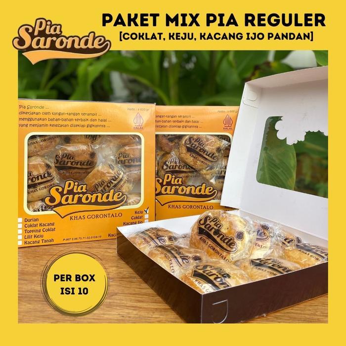 Terbaru [ 3 Box ] Paket Pia Reguler (Coklat, Keju, Kacang Ijo Pandan) - Pia Saronde Khas Gorontalo