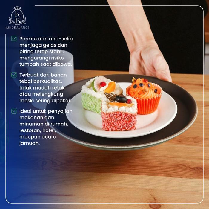 King Balances - Nampan Bulat Serbaguna Anti-Selip Tp01 Plastik Melamin Bpa Free 28/35/40/46 Cm Anti