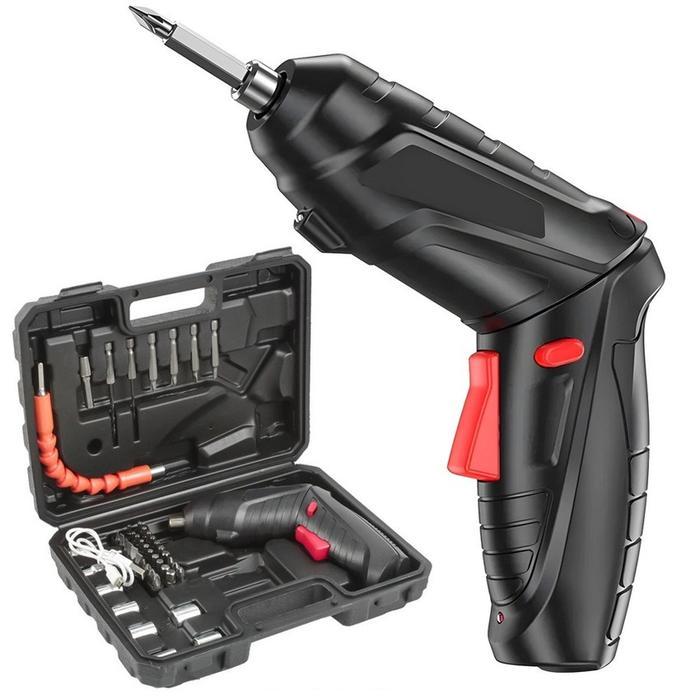 Krisbow - Set Lengkap Obeng Listrik / Mesin Bor Listrik Bor Baterai Tangan Tanpa Kabel Cordless