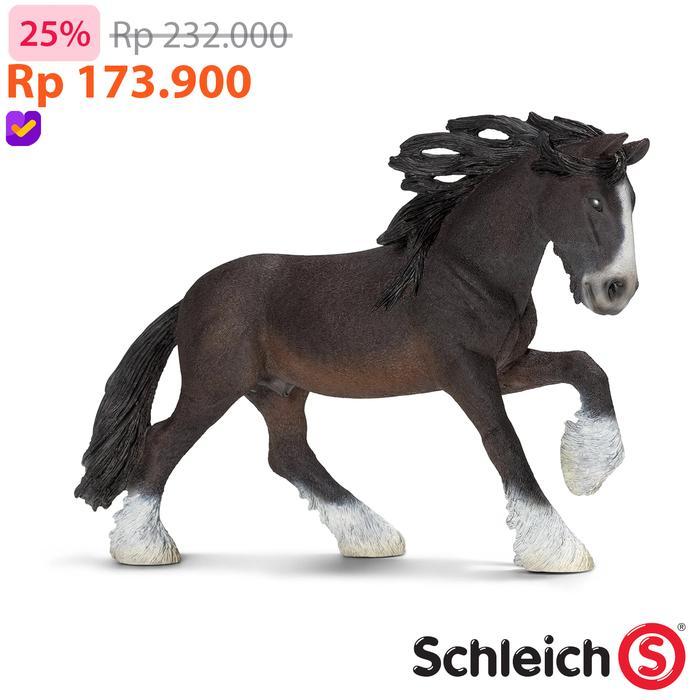 Schleich Shire stallion - Animal Figure Original Koleksi Mainan Pajangan Hewan Kuda High Quality