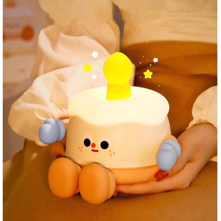 Birthday Cake Night Lamp Touch Squishy Rechargeable Lampu Sentuh Tepuk Kue Ulang Tahun Kado Spesial