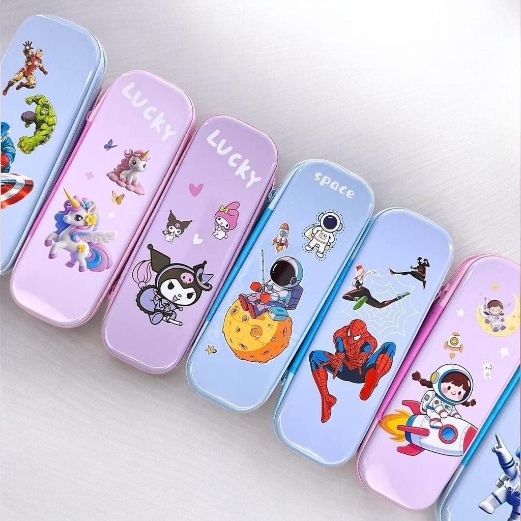 Kotak Pensil Kaleng Seleting Kuromi Unicorn Spiderman