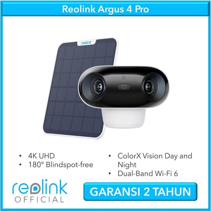 REOLINK Argus 4 PRO Smart 4K ColorX Dual Lens Solar Battery Camera with 180 Panorama CCTV