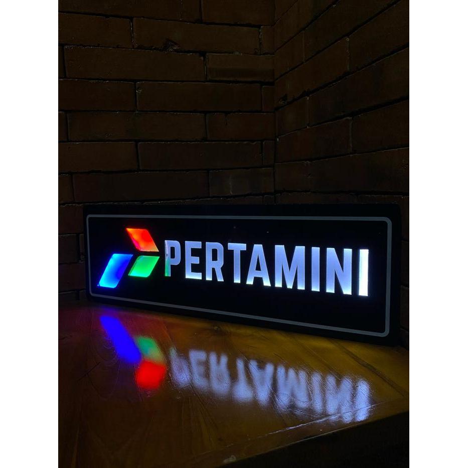 Lampu Neon Sign/ Neon Box Mini/ Lampu Tulisan Penanda Usaha Pom Mini Akrilik