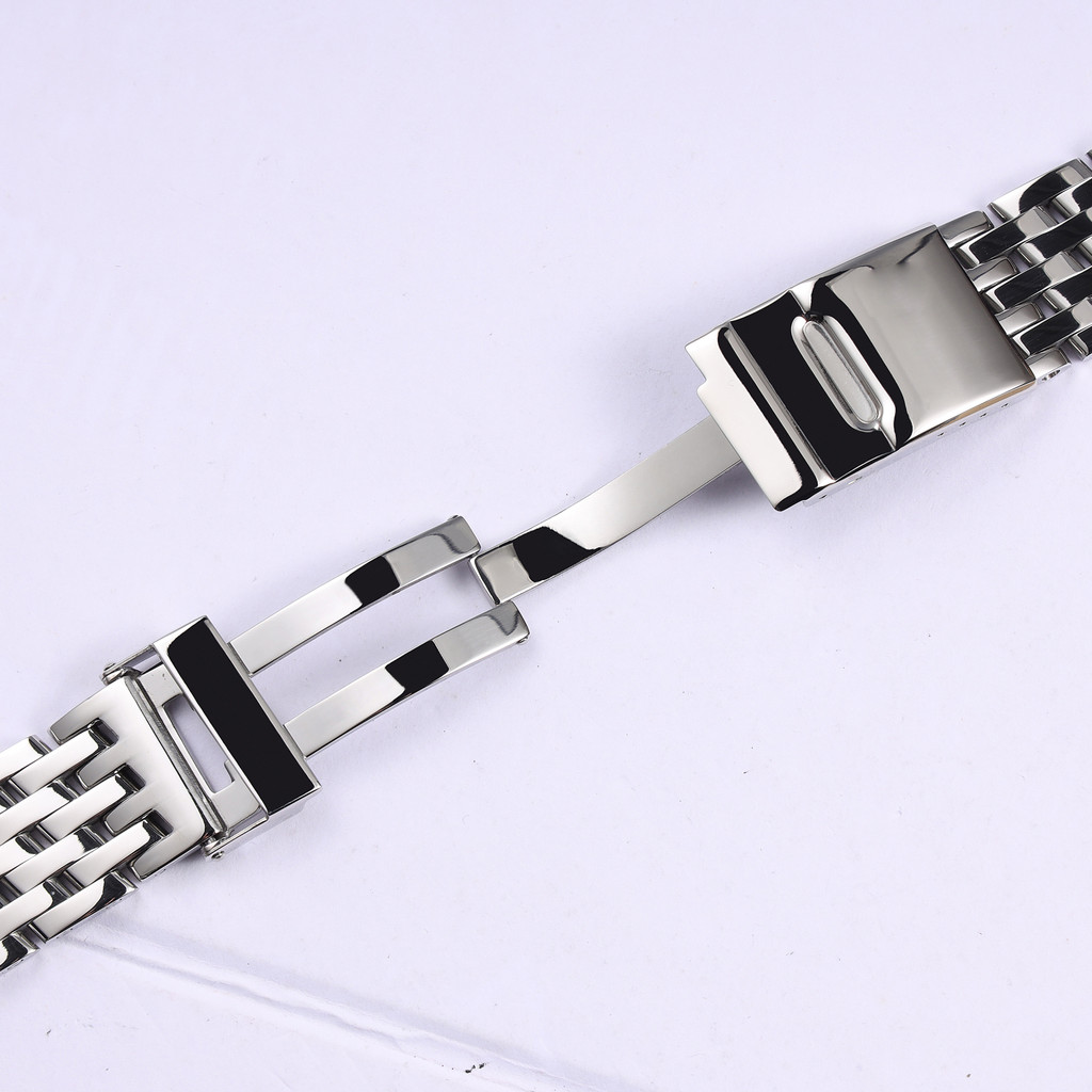 new 24mm polished silver solid stainless steel watchband for Breitling Navitimer deployment clasp